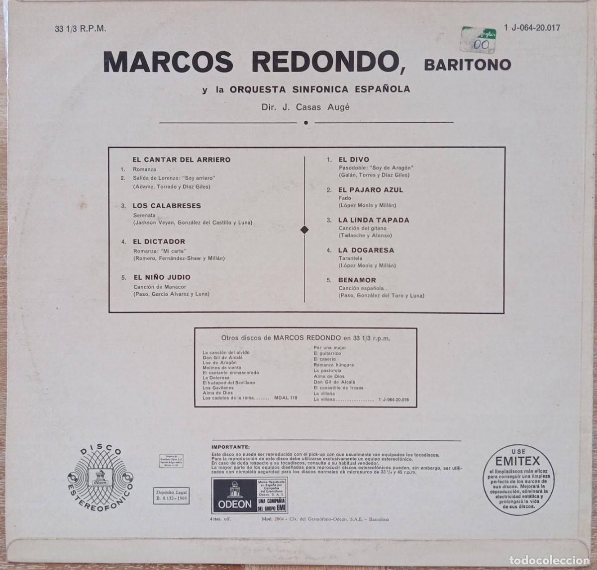 Discos de vinilo: VINILO MARCOS REDONDO - Foto 2
