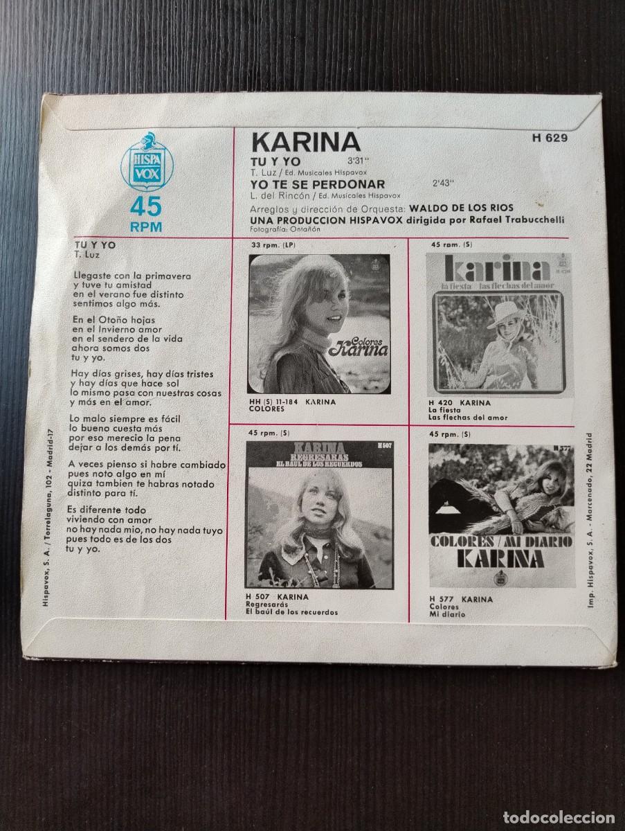 Discos de vinilo: Karina EP Tu y Yo, ya te se perdonar - Foto 3
