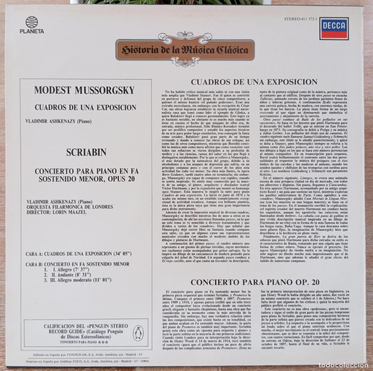 Discos de vinilo: VINILO MUSSORGSKY - SCRIABIN - Foto 2
