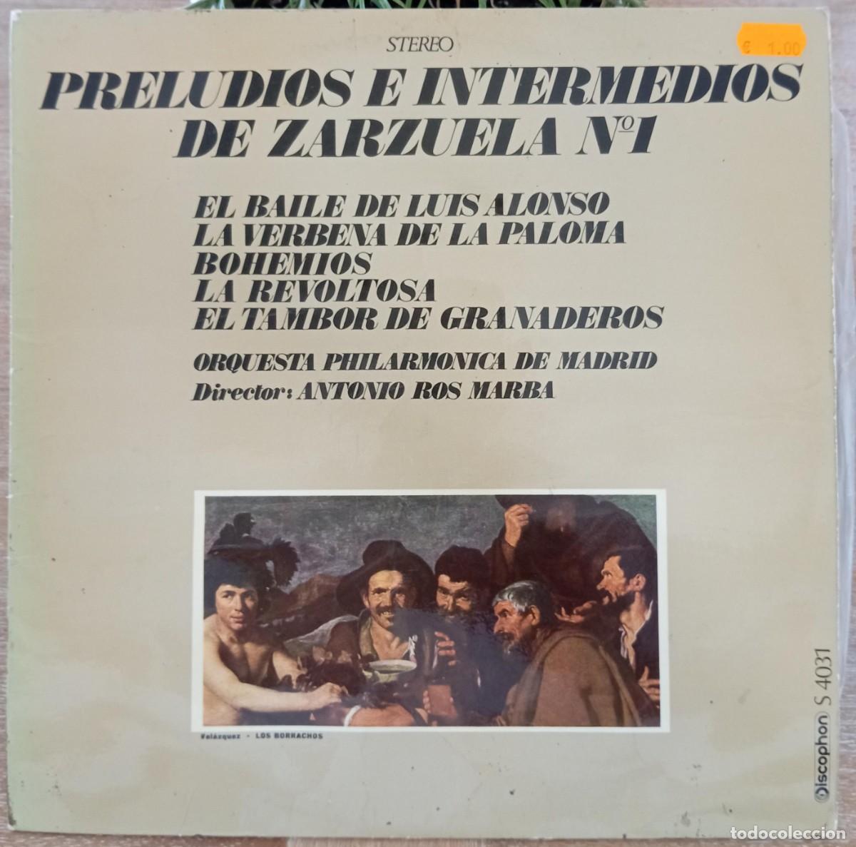 Discos de vinilo: VINILO PRELUDIOS E INTERMEDIOS DE ZARZUELA N 1 - Foto 1