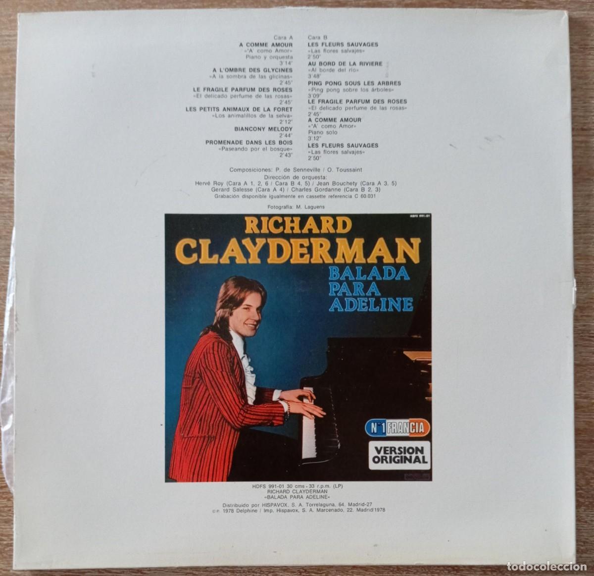 Discos de vinilo: VINILO RICHARD CLAYDERMAN - A COMO AMOR - Foto 2