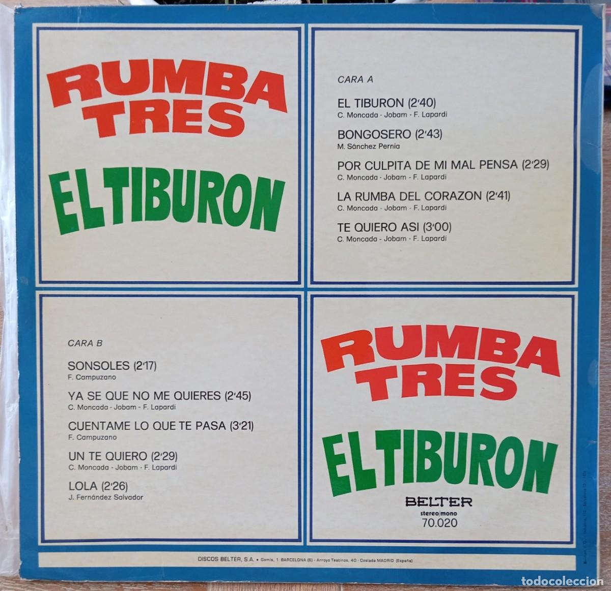Discos de vinilo: VINILO RUMBA TRES - EL TIBURON - Foto 2
