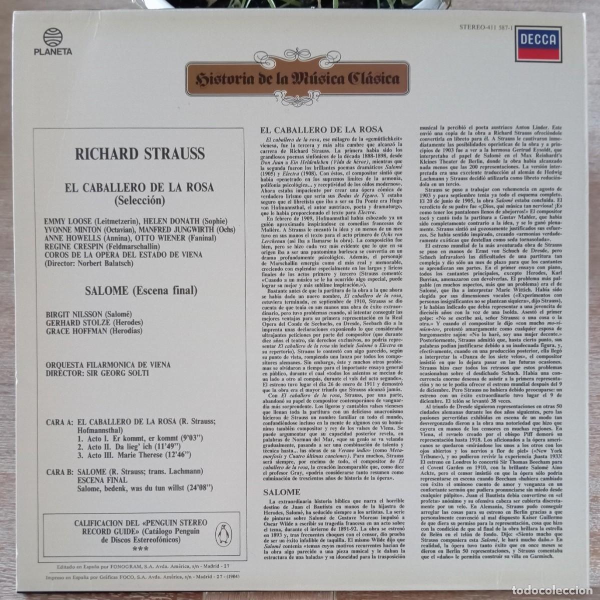 Discos de vinilo: VINILO RICHARD STRAUSS - EL CABALLERO DE LA ROSA - Foto 2