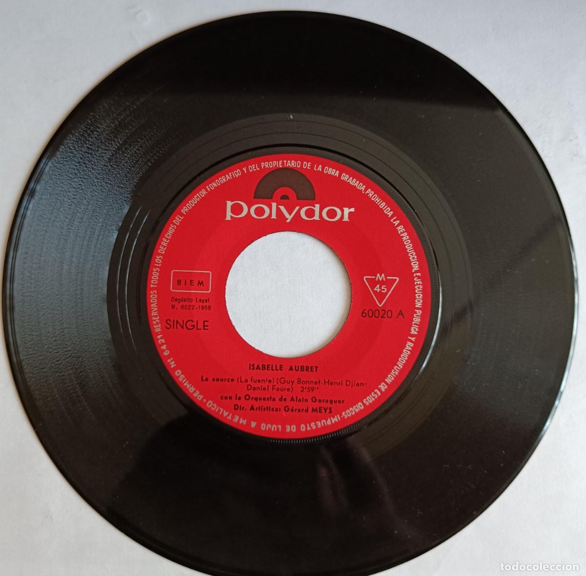 Discos de vinilo: EUROVISI&Oacute;N 68. FRANCIA. &rdquo;La source&rdquo; - ISABELLE AUBRET - Foto 3