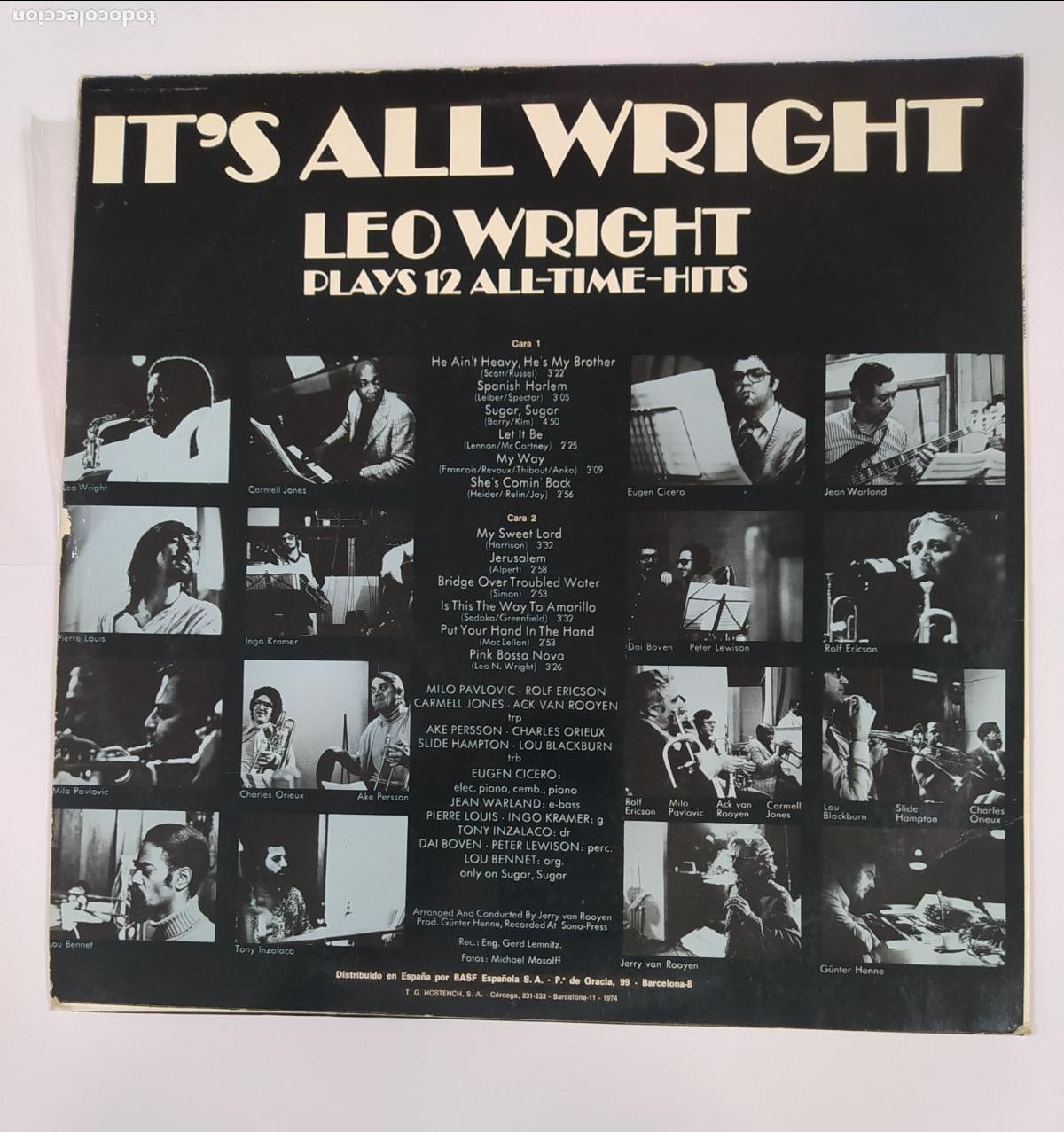 Discos de vinilo: Leo Wright &ndash; Its All Wright - Plays 12 All-Time-Hits. LP. TDKLP8 - Foto 2