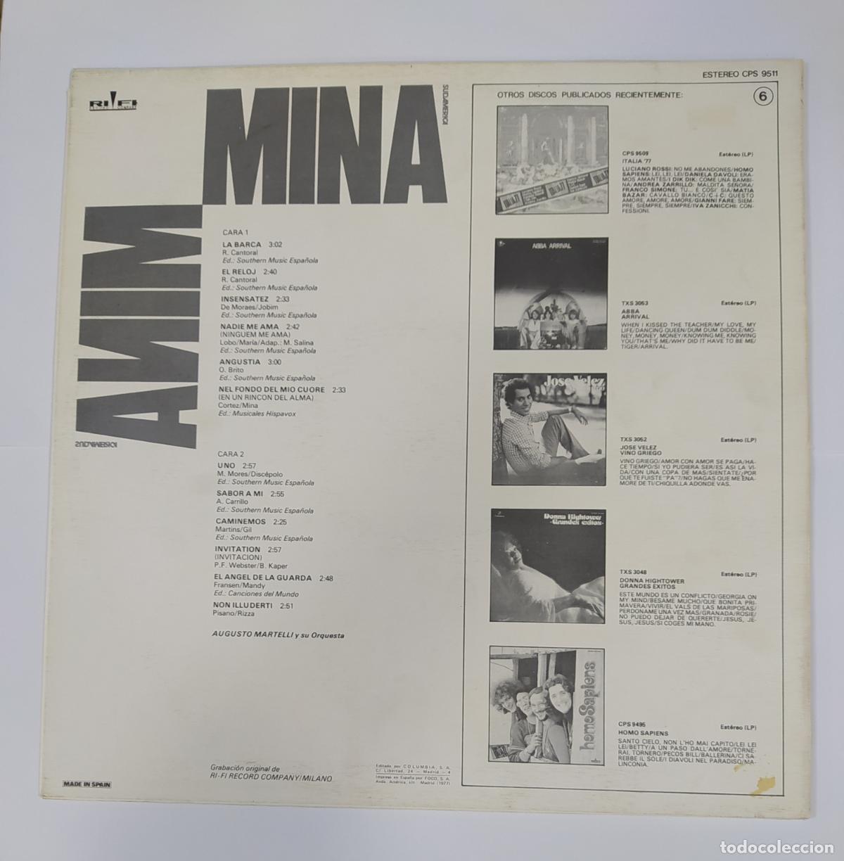 Discos de vinilo: MINA. SUDAM&Eacute;RICA. LP. TDKLP16 - Foto 2