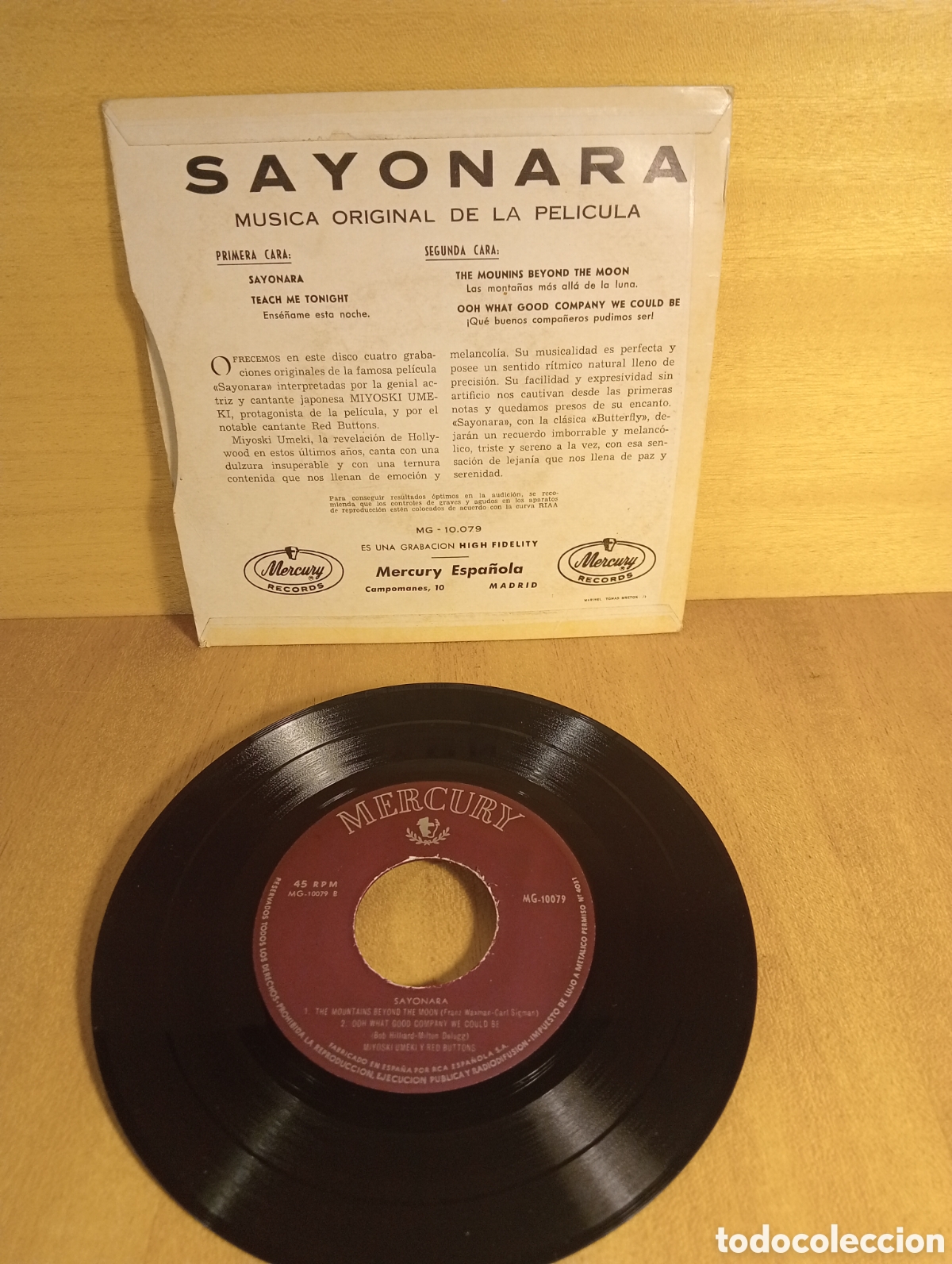 Discos de vinilo: Sayonara. Miyoshi Umeki y Red Buttons. - Foto 2