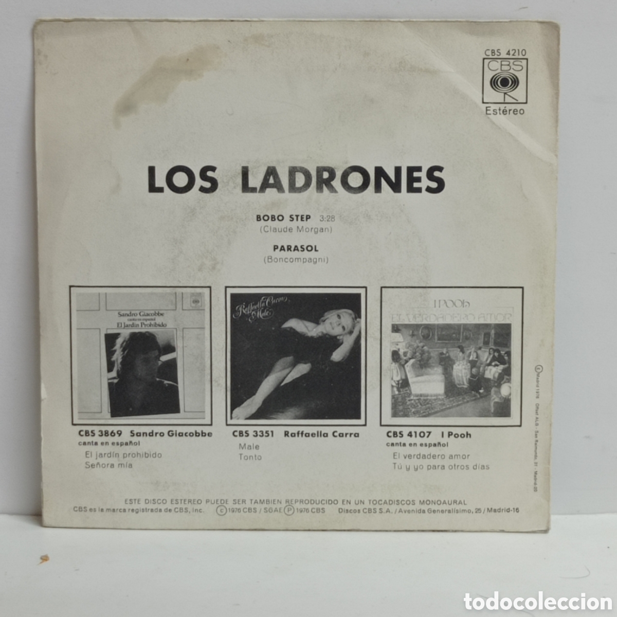 Discos de vinilo: LOS LADRONES, BOBO STEP (CBS 1976) -SINGLE- - Foto 2