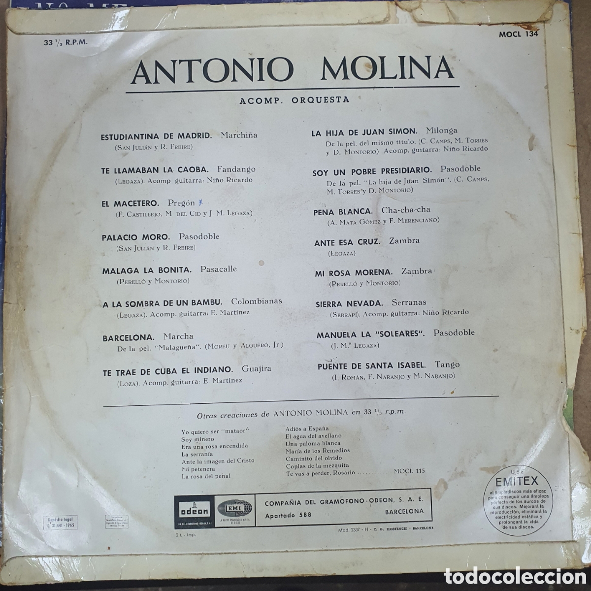 Discos de vinilo: antonio molina con orquesta vinilo lp - Foto 2