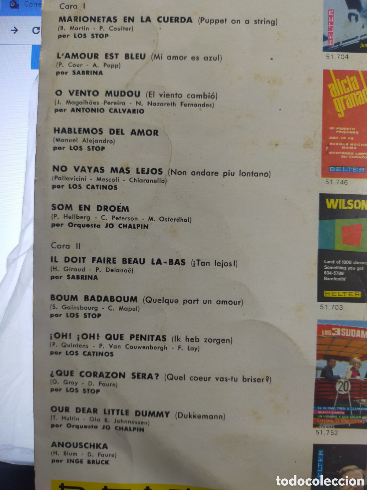 Discos de vinilo: Festival eurovisi&oacute;n 1967 LP - Foto 3