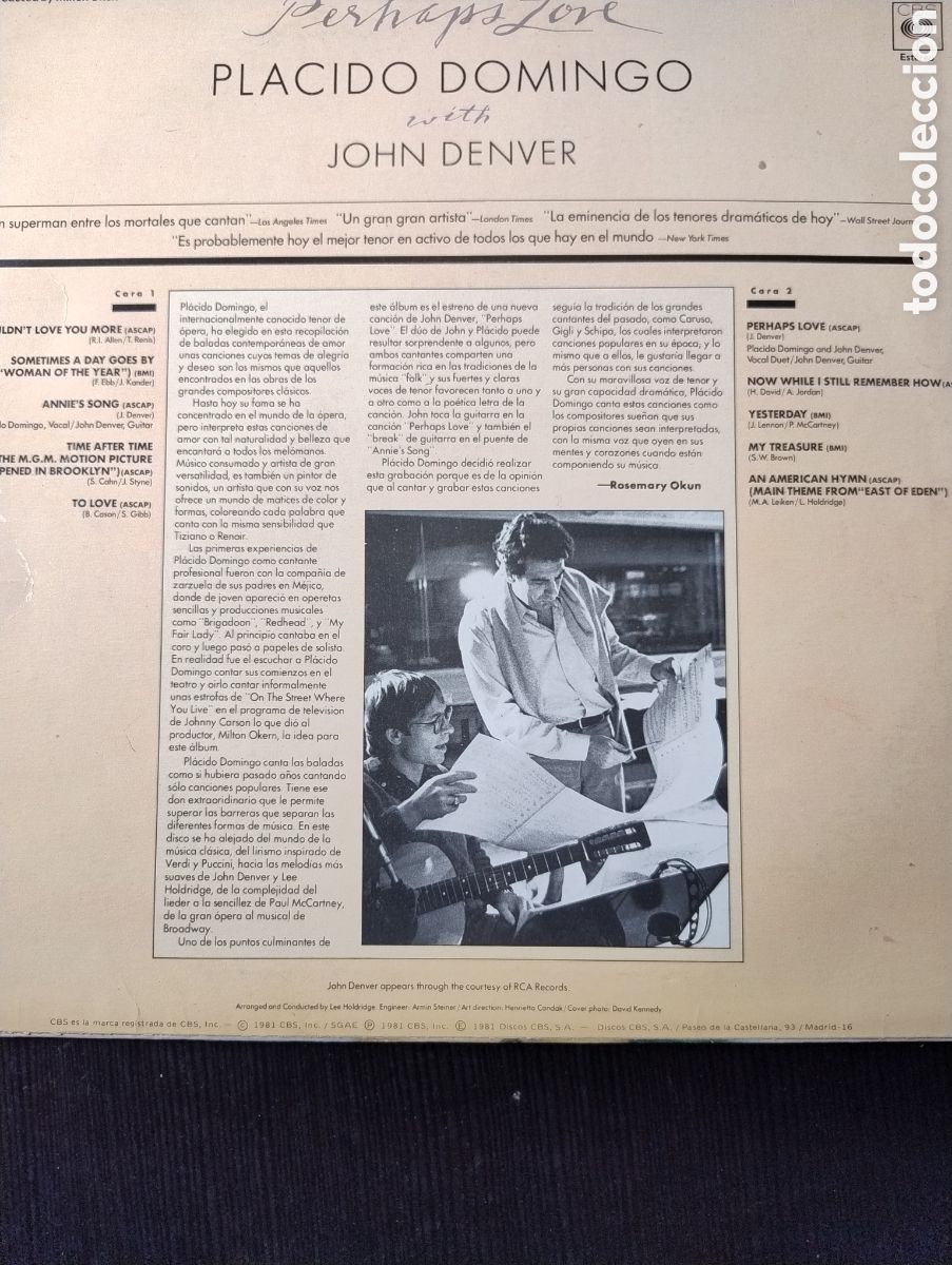 Discos de vinilo: Pl&aacute;cido Domingo LP perhaps Love - Foto 3