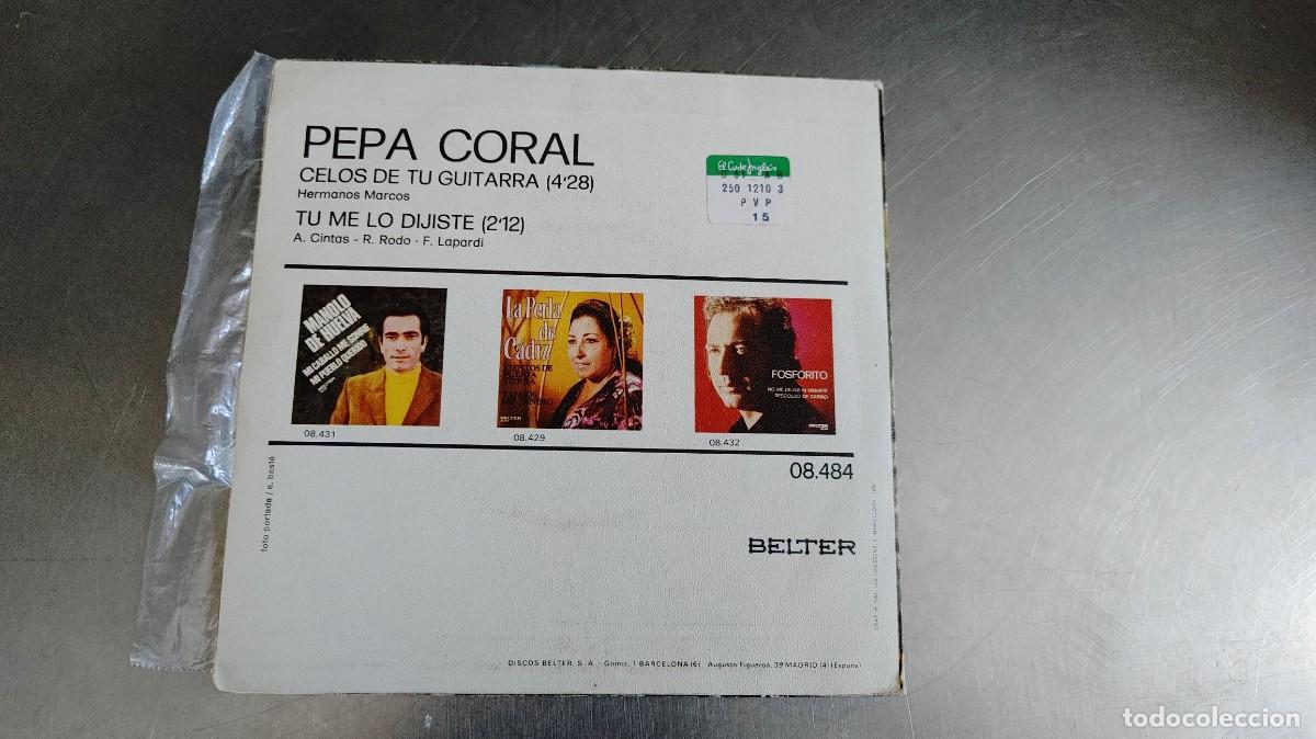 Discos de vinilo: PEPA CORAL-SINGLE CELOS DE TU GUITARRA - Foto 2