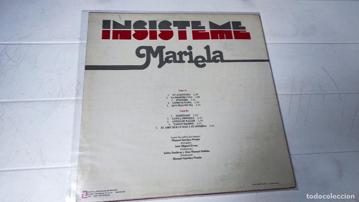 Discos de vinilo: LP MARIELA - INSISTEME - Foto 2