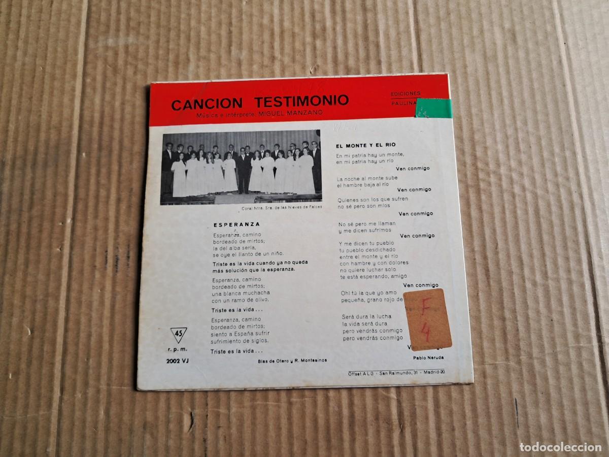 Discos de vinilo: MIGUEL MANZANO - ESPERANZA SINGLE 1970 - Foto 4