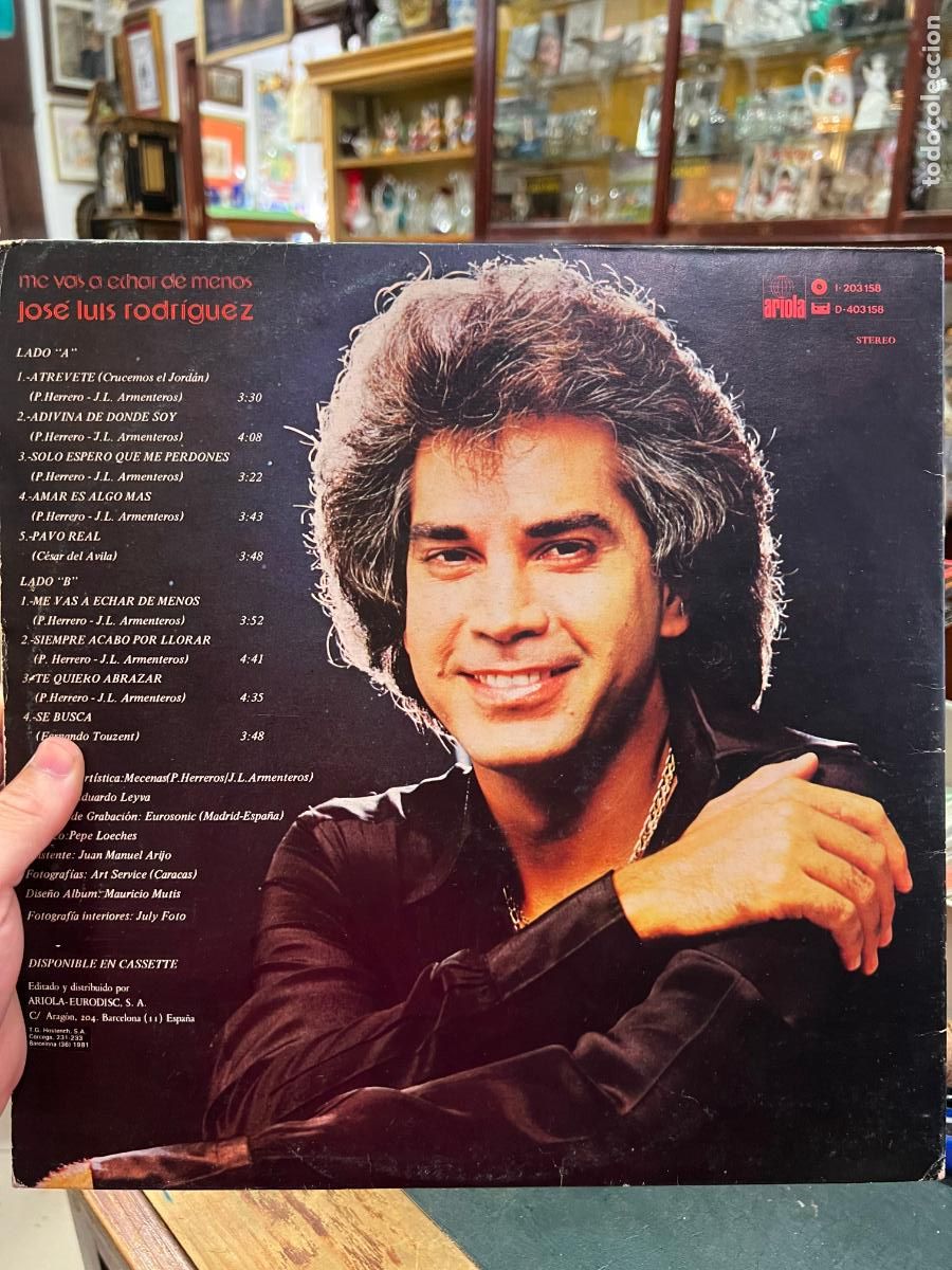 Discos de vinilo: LP JOSE LUIS RODRIGUEZ - ME VAS A ECHAR DE MENOS - Foto 2