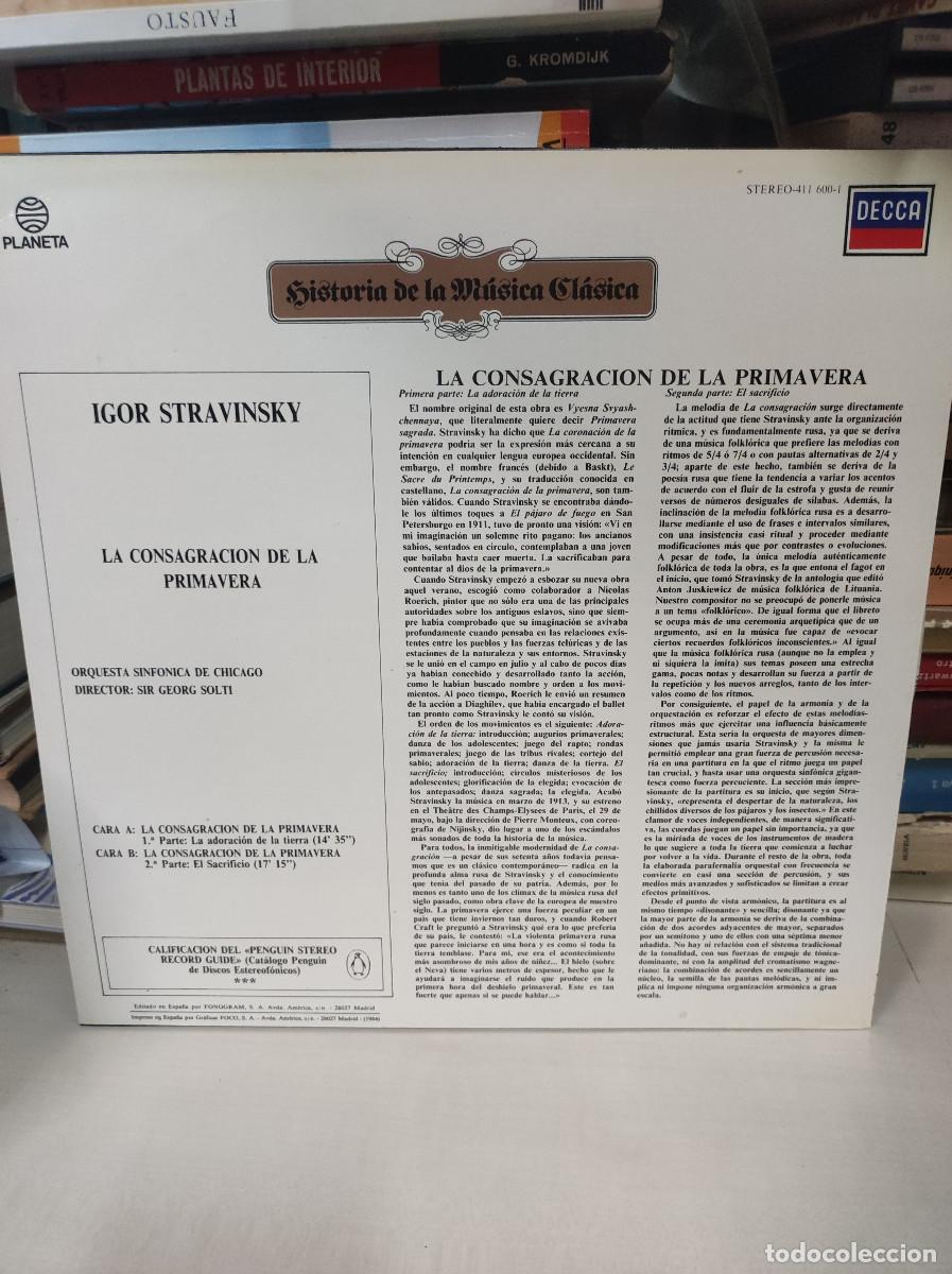 Discos de vinilo: Igor Stravinsky La Consagraci&oacute;n De La Primavera - Foto 2