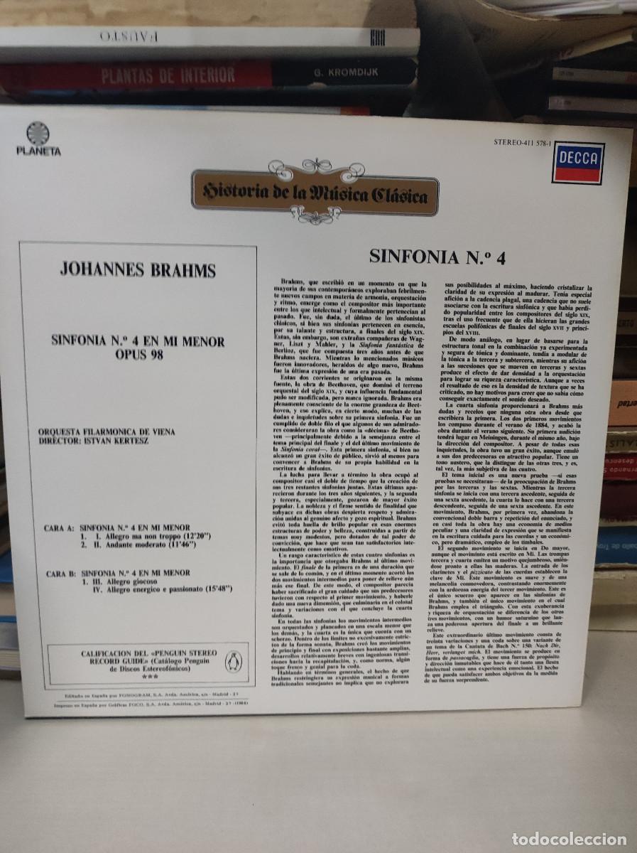 Discos de vinilo: BRAHMS SINFONIA N4 EN MI MENOR OPUS 98 - Foto 2