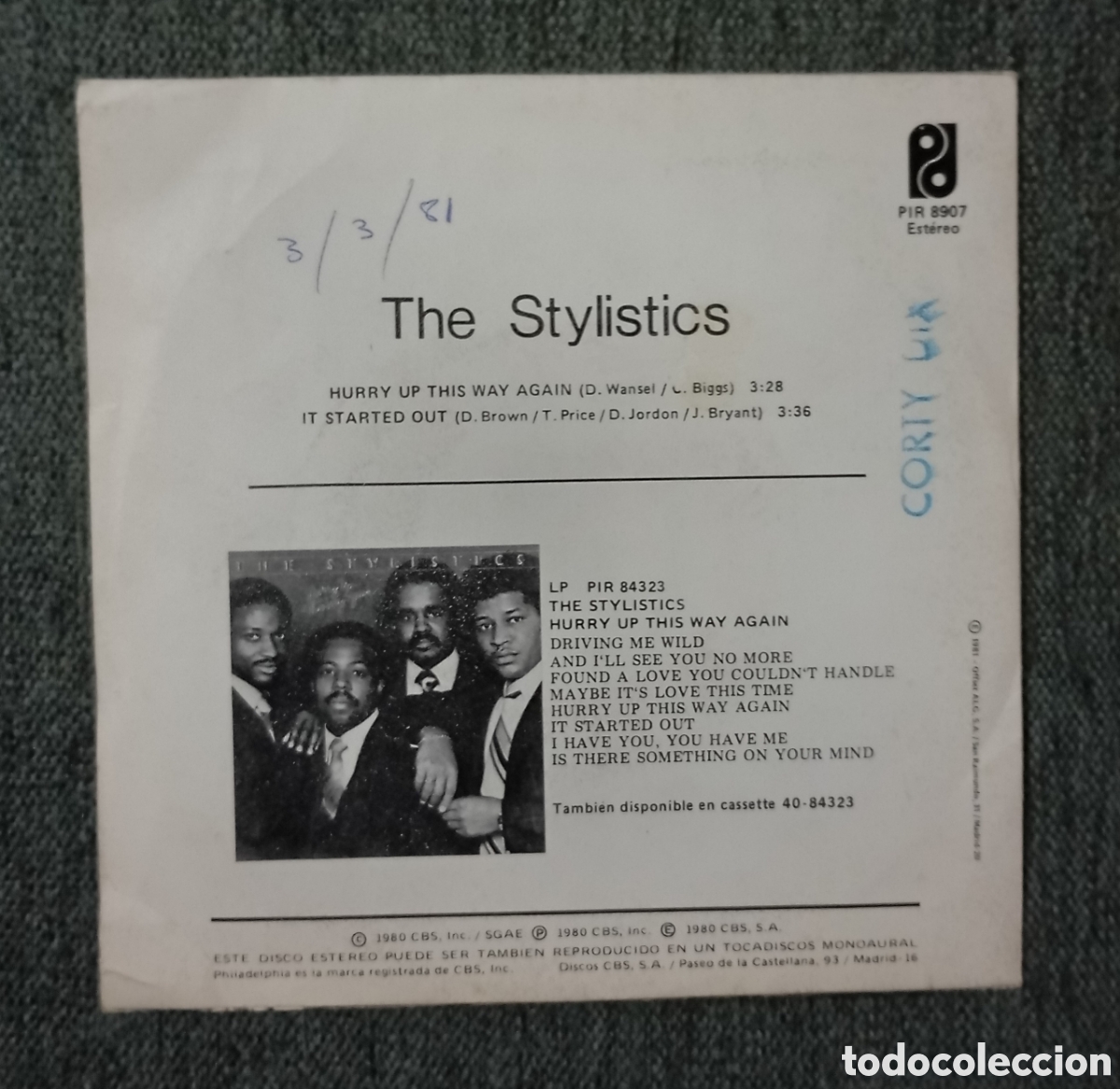 Discos de vinilo: The Stylistics. Hurry Up This Way Again/ It Started Out. - Foto 2
