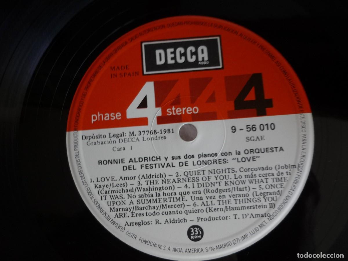 Discos de vinilo: LP vinilo Ronnie Aldrich Love 1981 - Foto 5