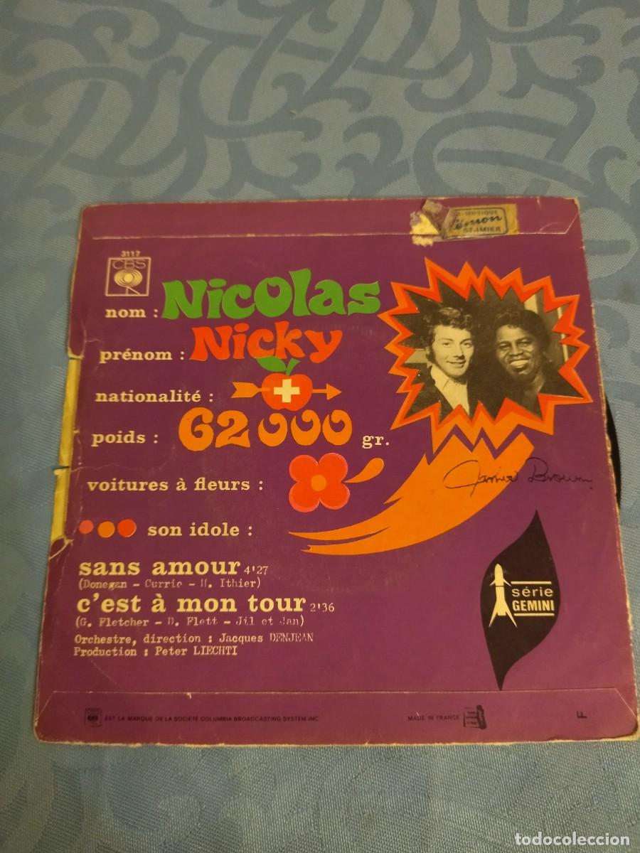 Discos de vinilo: Nicky Nicolas &ndash; Sans Amour / Cest Mon Tour, 1968 - Foto 3