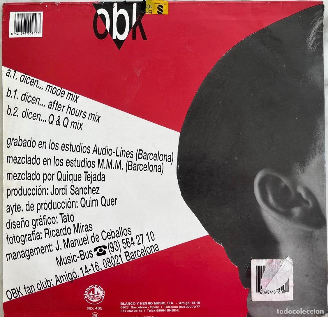 Discos de vinilo: OBK, DICEN. MAXI SINGLE ESPA&Ntilde;A 3 TEMAS - Foto 2