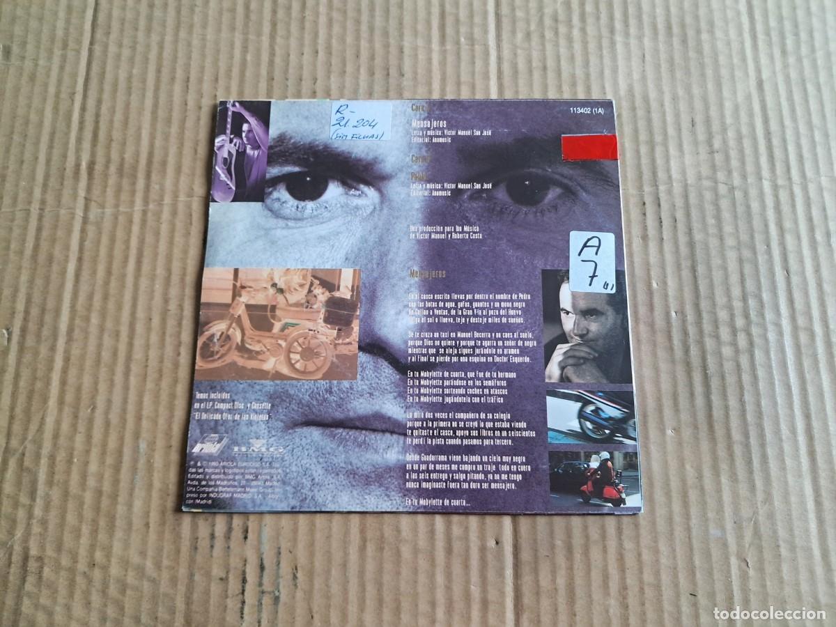 Discos de vinilo: VICTOR MANUEL - MENSAJEROS SINGLE 1990 - Foto 3