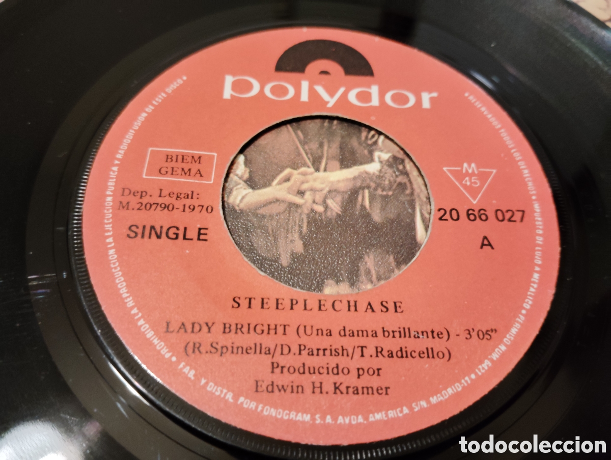 Discos de vinilo: STEPPLECHASE - NEVER COMING BACK / LADY BRIGHT ( 1970 ) - Foto 3