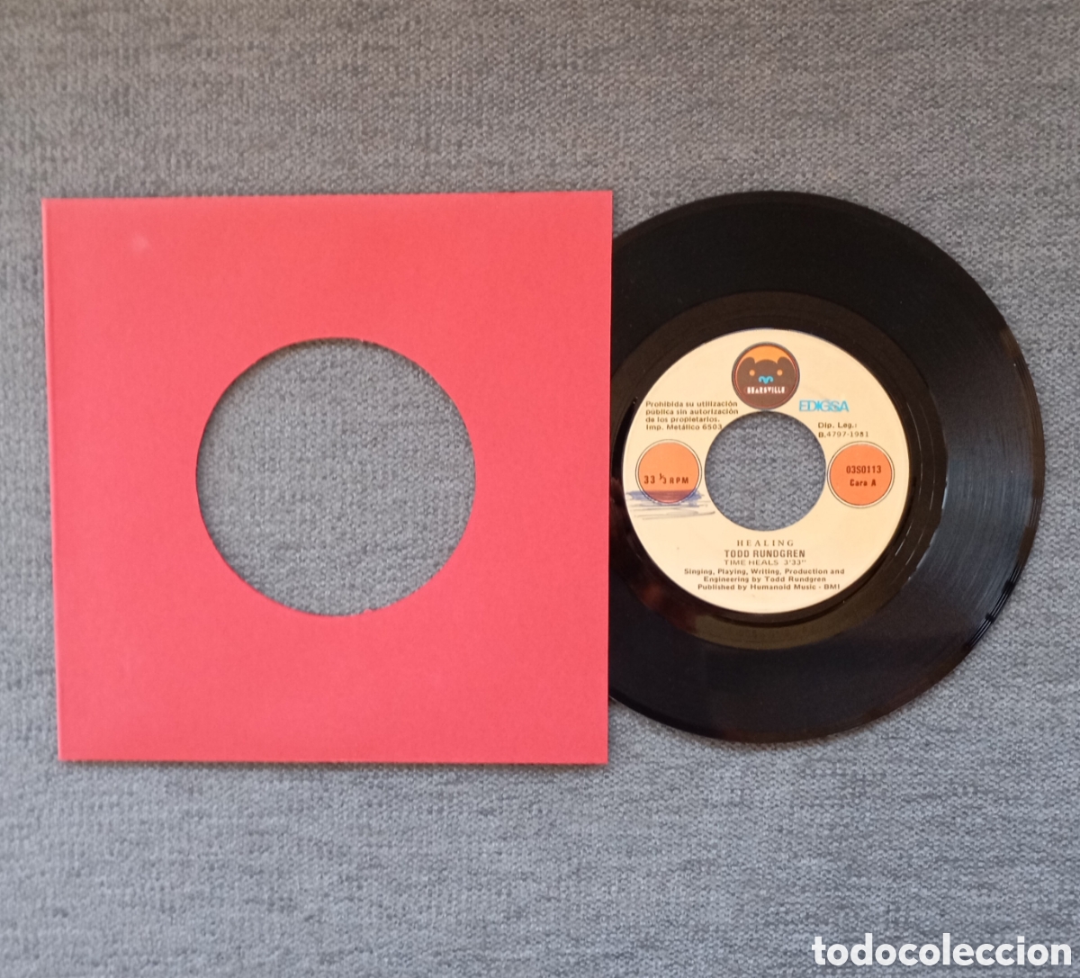 Discos de vinilo: Todd Rundgren. Time Heals/ Tiny Demonds. Single 7&rdquo;, a&ntilde;o 1981. - Foto 1