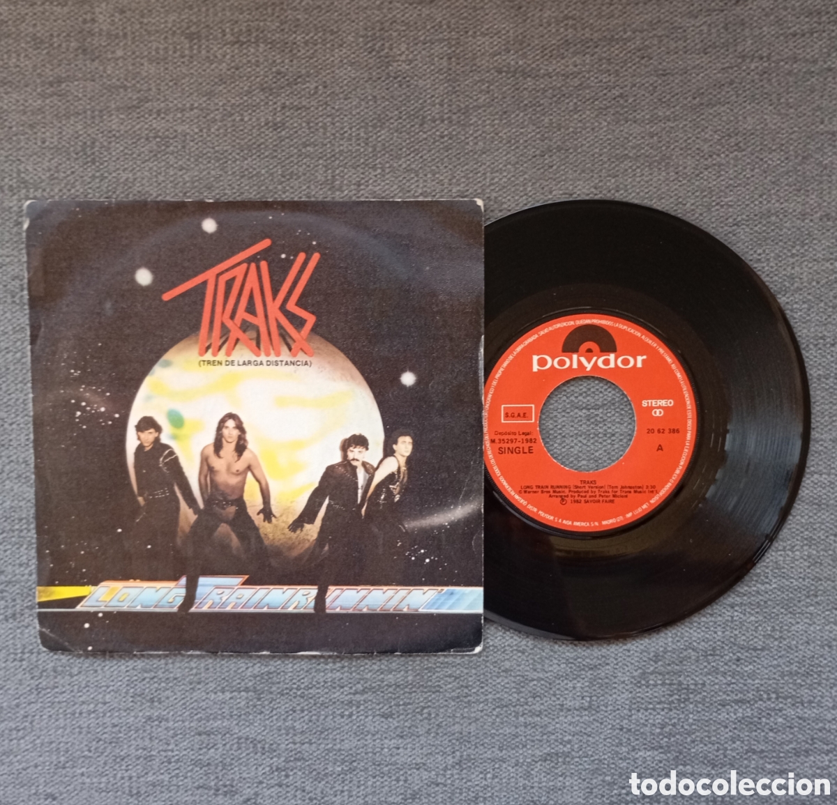 Discos de vinilo: Traks. Long Train Running/ Drums Power. Single 7&rdquo;, a&ntilde;o 1982. - Foto 1