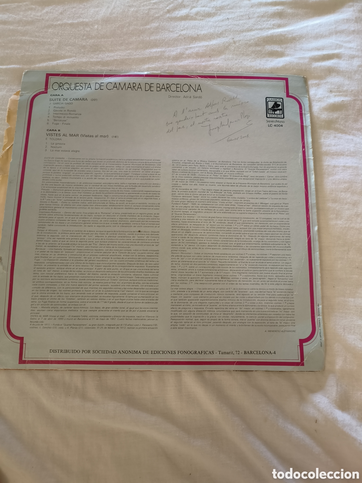 Discos de vinilo: Vinilo Orquesta de C&aacute;mara de Barcelona - Foto 2