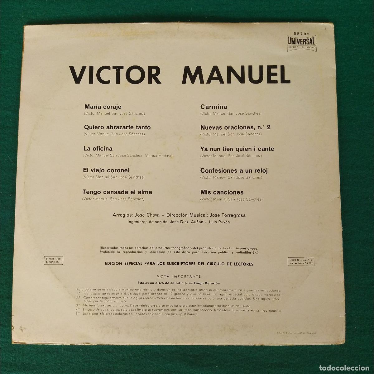 Discos de vinilo: V&iacute;ctor Manuel &ndash; Victor Manuel - Foto 2