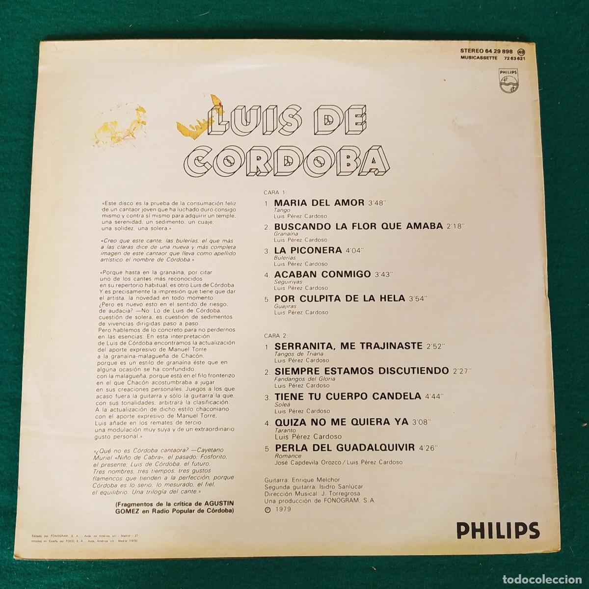 Discos de vinilo: Luis De C&oacute;rdoba &ndash; Mar&iacute;a Del Amor - Foto 2