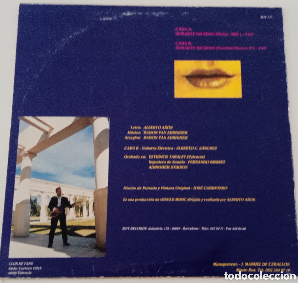 Discos de vinilo: ALBERTO A&Ntilde;&Oacute;N - Robarte un beso (1994) - Foto 2