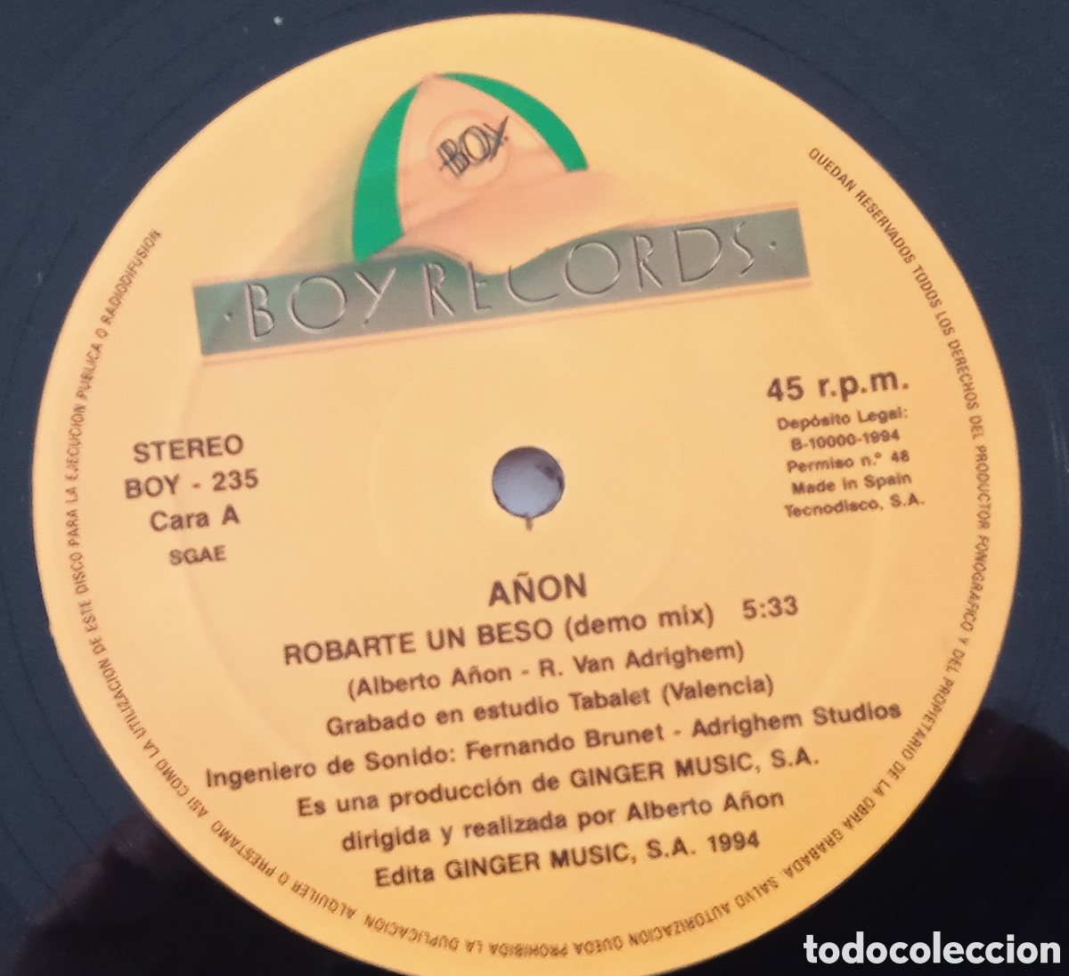 Discos de vinilo: ALBERTO A&Ntilde;&Oacute;N - Robarte un beso (1994) - Foto 3