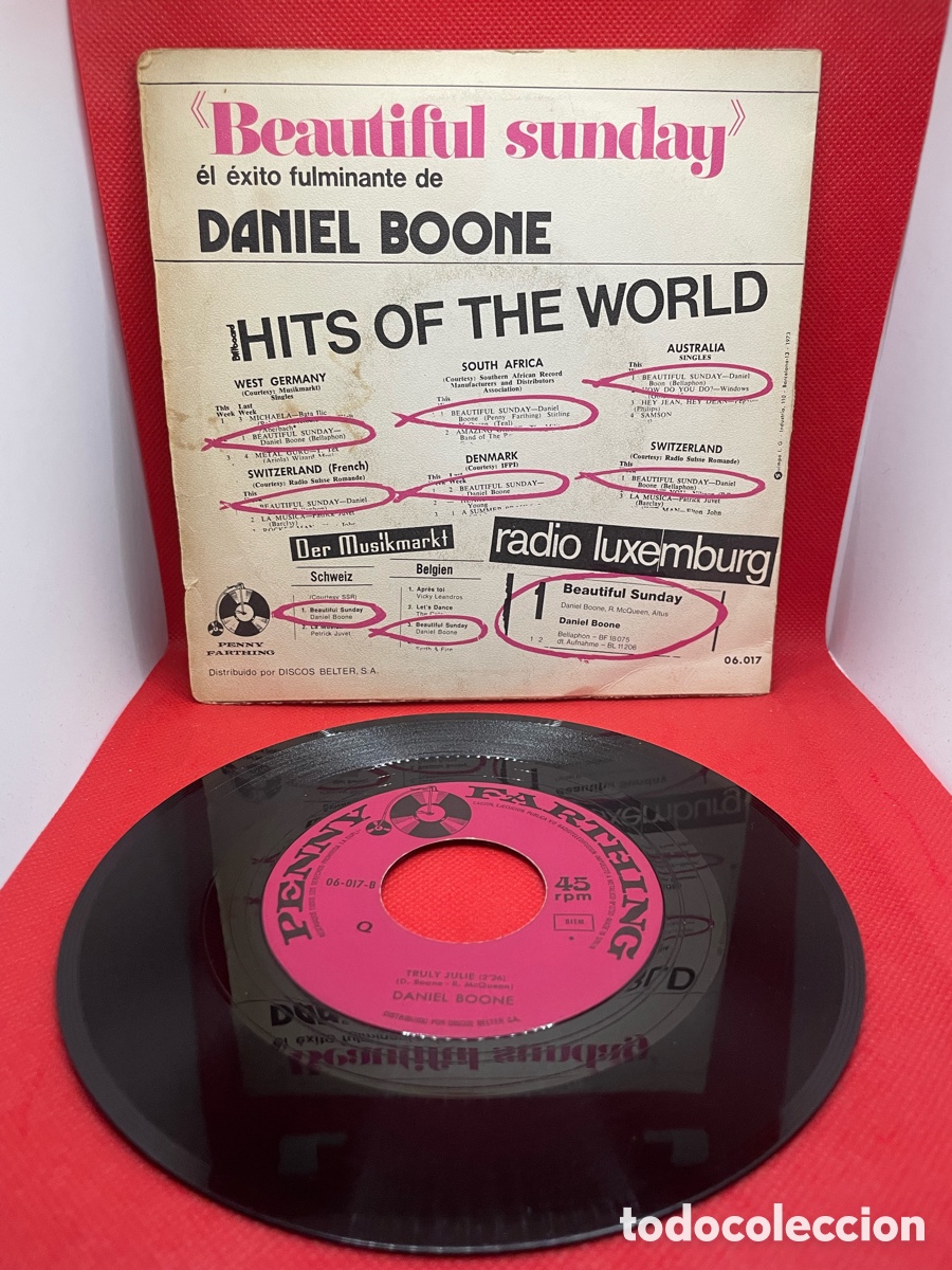 Discos de vinilo: SINGLE DANIEL BOONE - BEAUTIFUL SUNDAY - BELTER 1972. - Foto 2