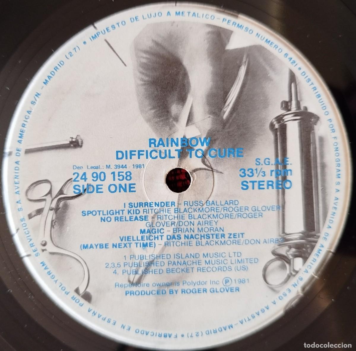 Discos de vinilo: RAINBOW ** Difficult To Cure ** VINILO LP 1981 - Foto 4