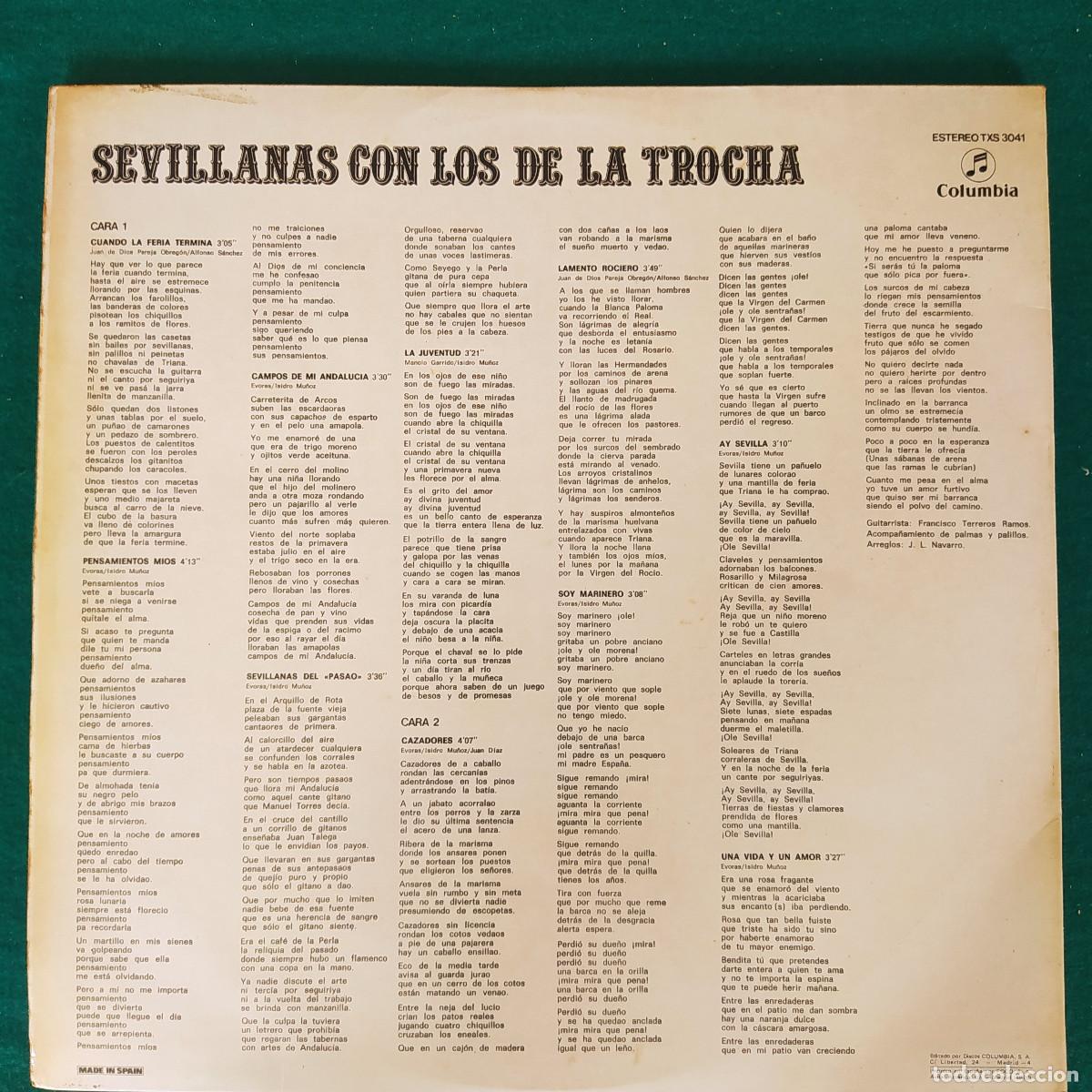 Discos de vinilo: Los De La Trocha &ndash; Sevillanas Con Los De La Trocha - Foto 2