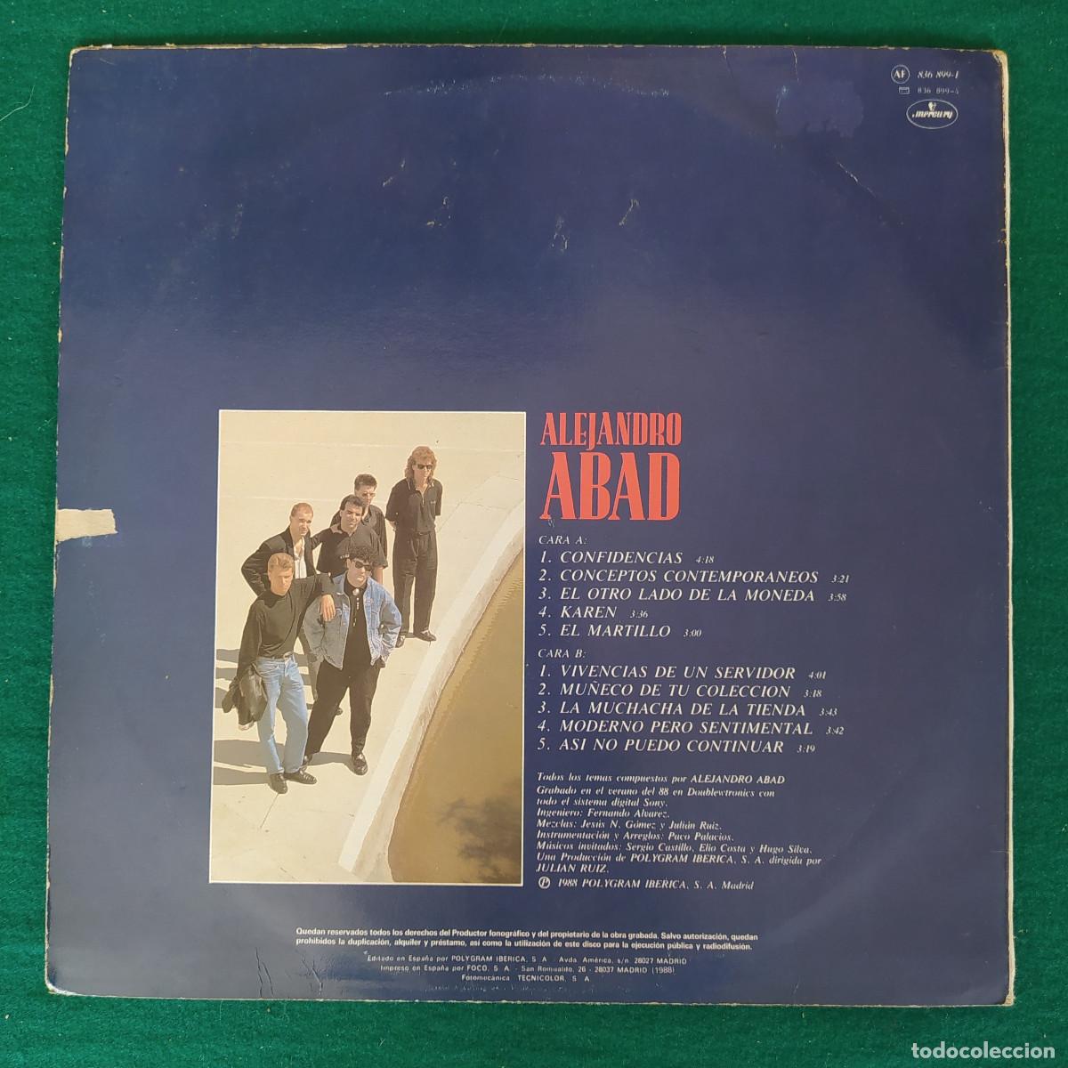 Discos de vinilo: Alejandro Abad &ndash; Confidencias - Foto 2