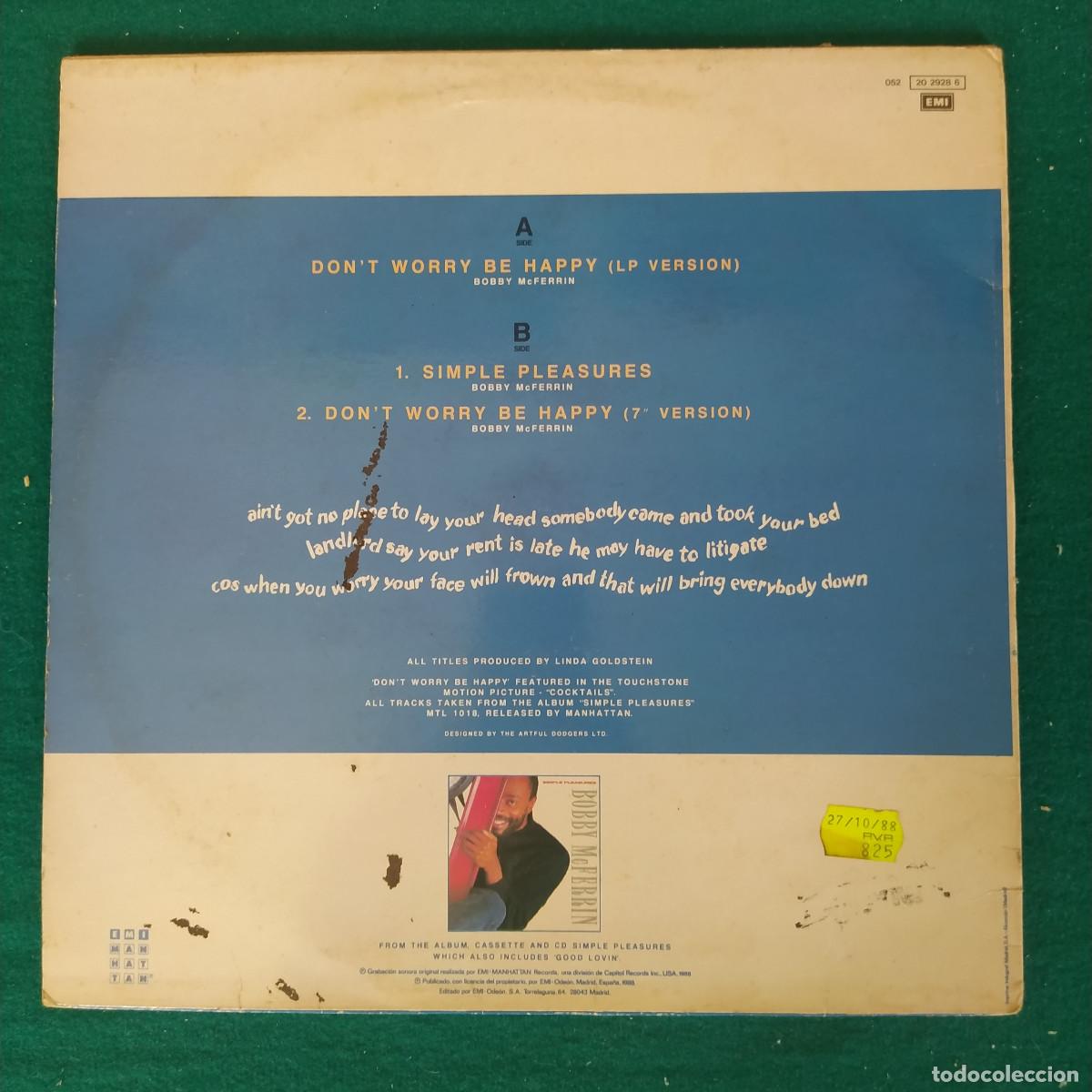 Discos de vinilo: Bobby McFerrin &ndash; Dont Worry, Be Happy - Foto 2