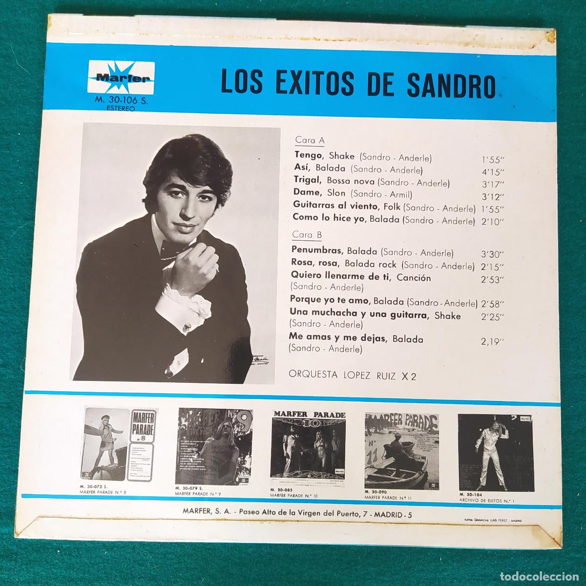 Discos de vinilo: Jorge L&oacute;pez Ruiz Y Su Orquesta &ndash; Los &Eacute;xitos De Sandro - Foto 2