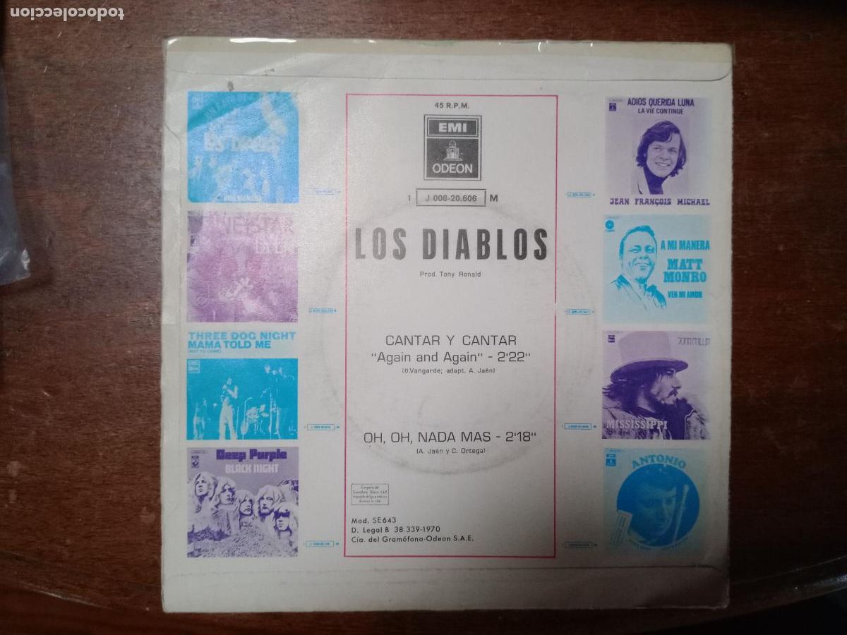 Discos de vinilo: Los Diablos - cantar y cantar + oh, oh, nada m&aacute;s - Foto 3