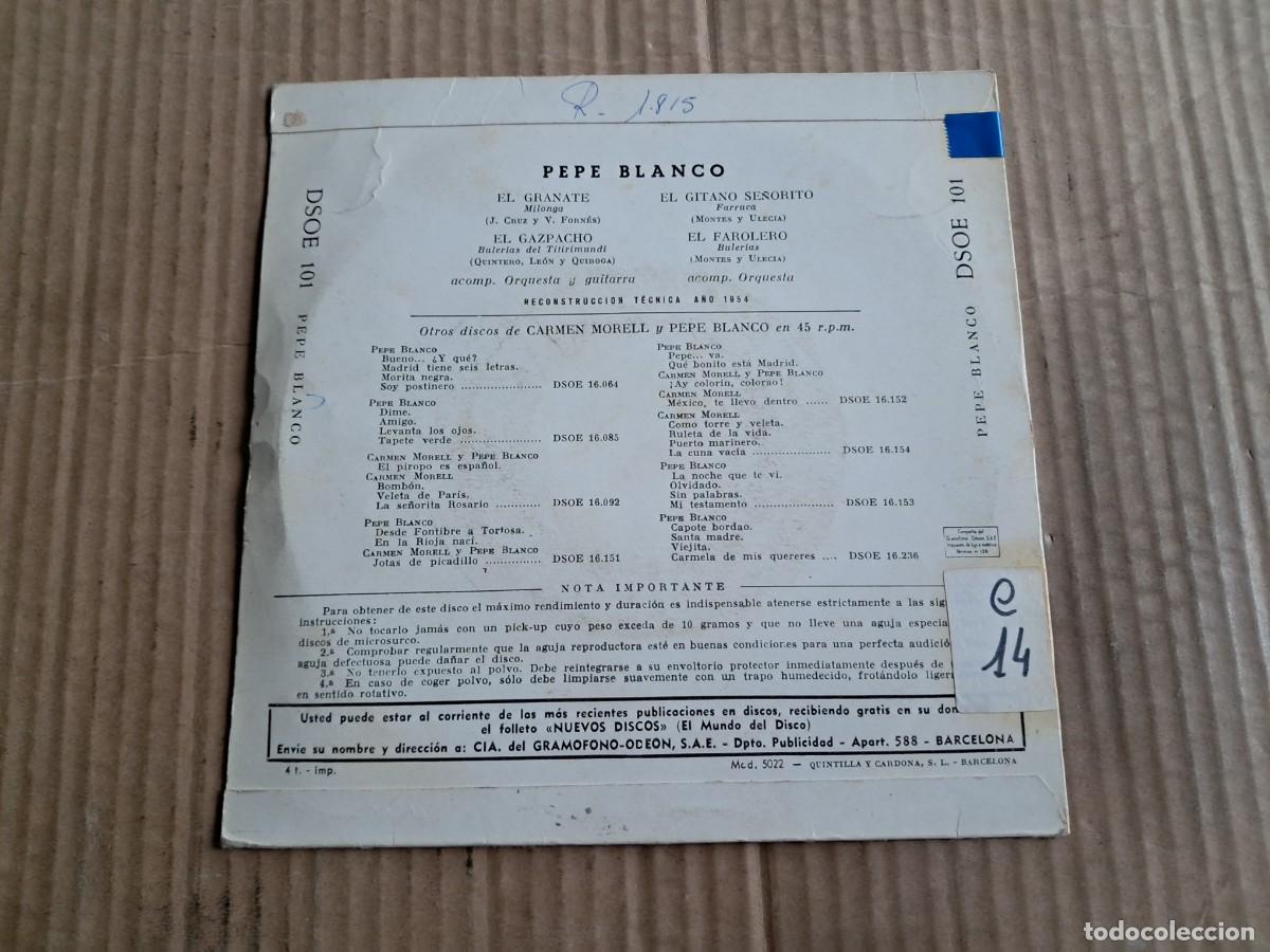 Discos de vinilo: CARMEN MORELL & PEPE BLANCO - EL GRANATE EP 4 TEMAS - Foto 4
