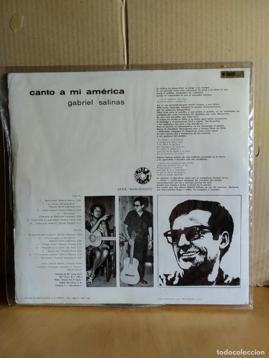 Discos de vinilo: GABRIEL SALINAS ----- CANTO A MI AMERICA - Foto 2