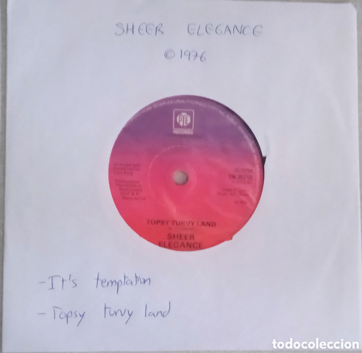Discos de vinilo: SHEER ELEGANCE - Its temptation (1976) disco vinilo - Foto 3