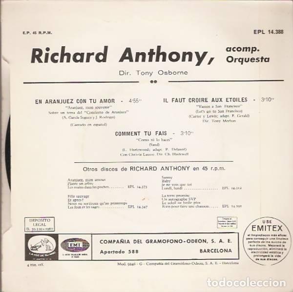 Discos de vinilo: Richard Anthony &lrm;&ndash; En Aranjuez Con Tu Amor - Foto 2