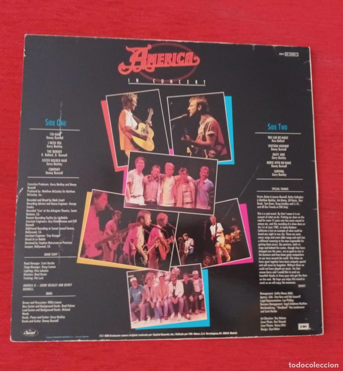 Discos de vinilo: AMERICA - IN CONCERT - LP - Foto 2
