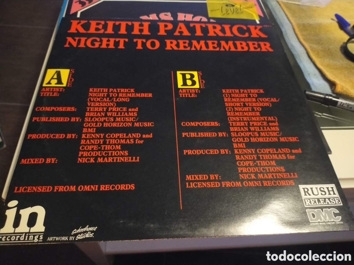 Discos de vinilo: Keith Patrick maxi night to remember U.k. 1986 - Foto 2