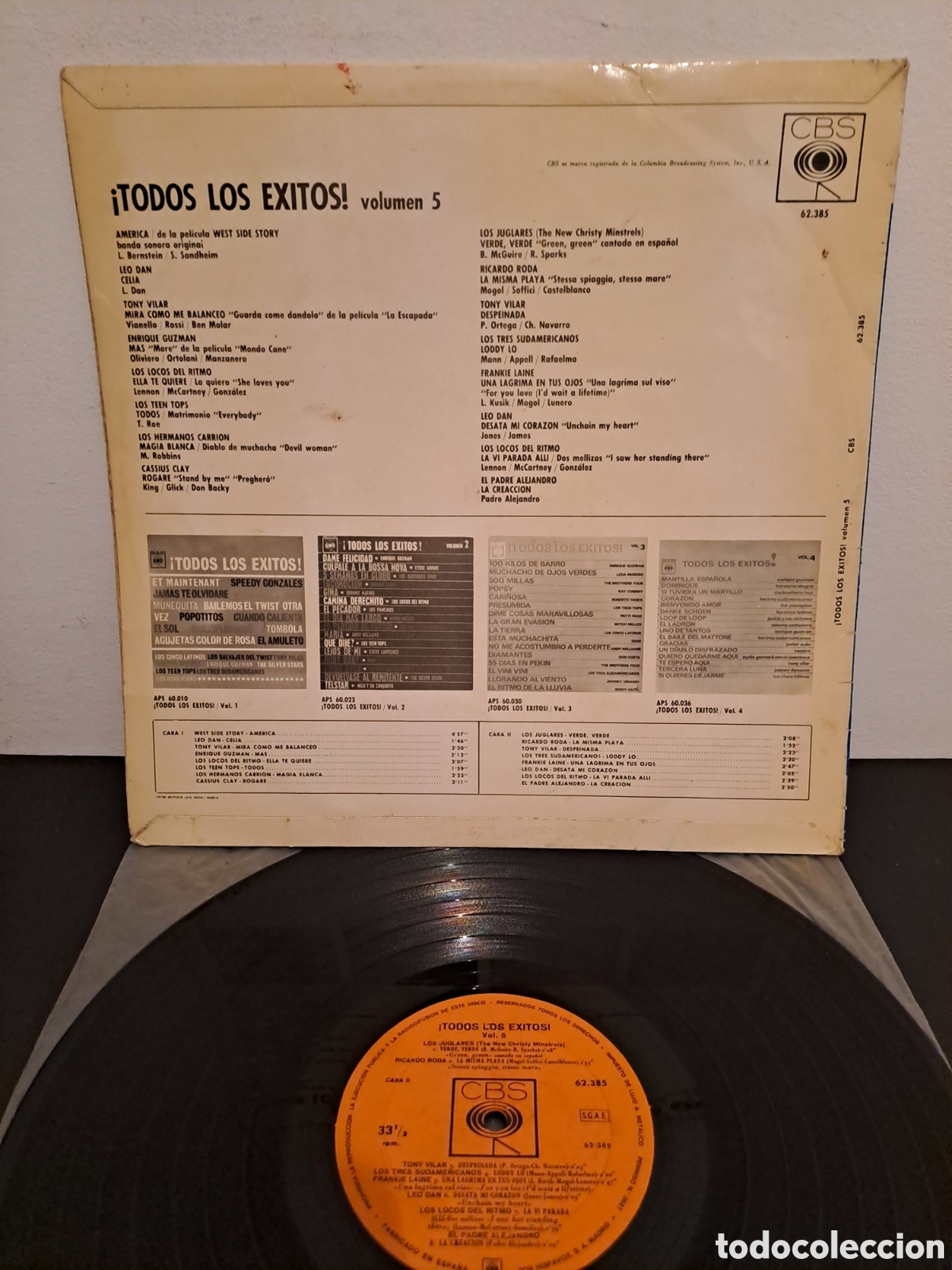 Discos de vinilo: Todos Los Exitos! Vol/5 : CBS&nbsp;&lrm;&ndash; 62.385 : Vinyl, LP, Compilation. B.5 - Foto 2