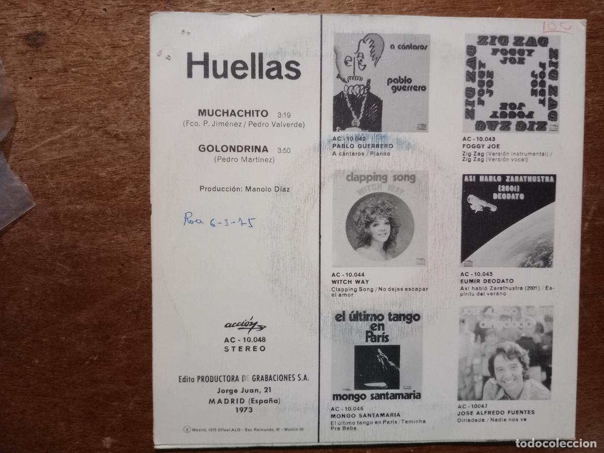 Discos de vinilo: Huellas - muchachito + golondrina - Foto 2