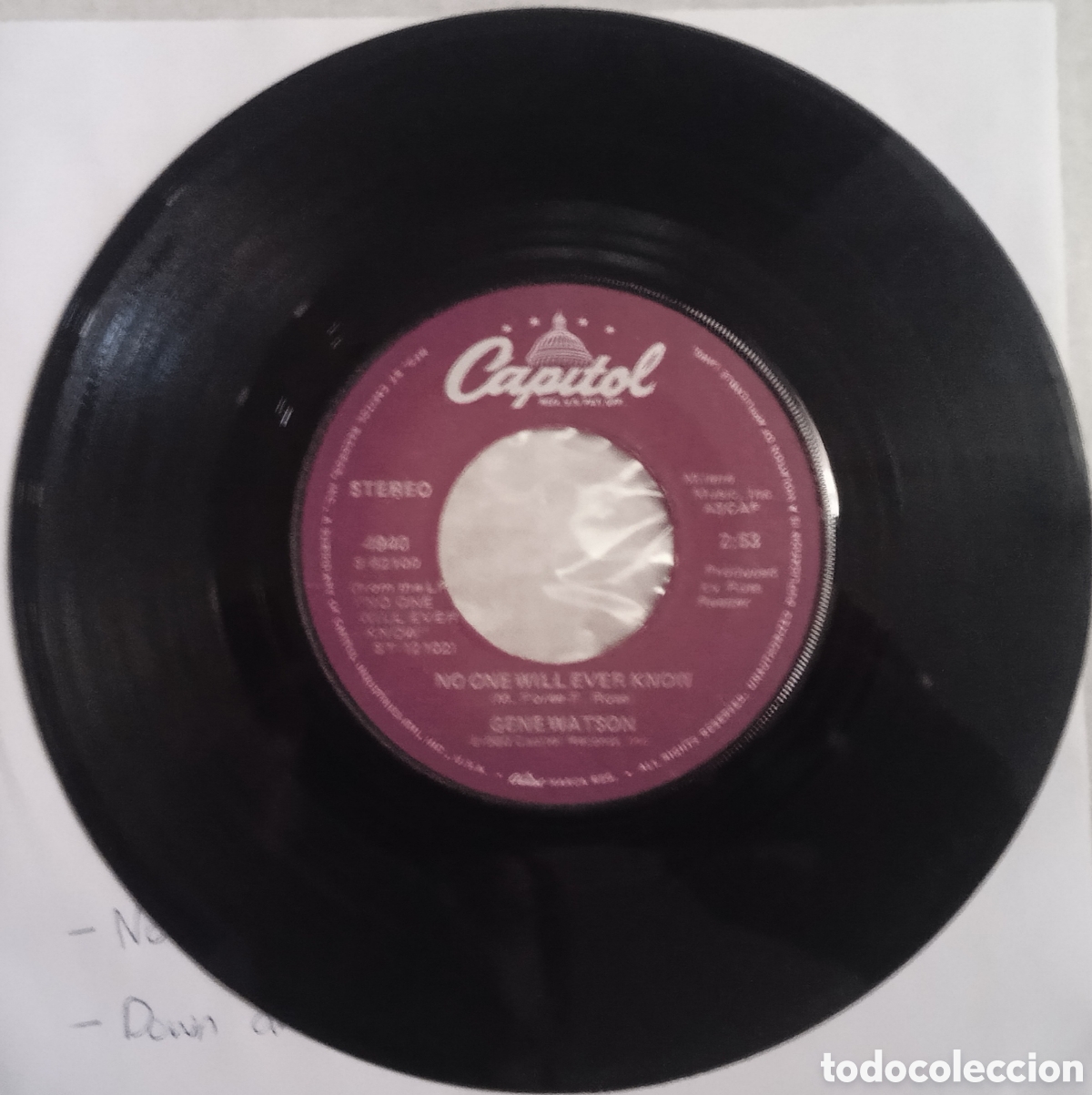 Discos de vinilo: GENE WATSON - No one will ever know (1980) disco vinilo - Foto 2